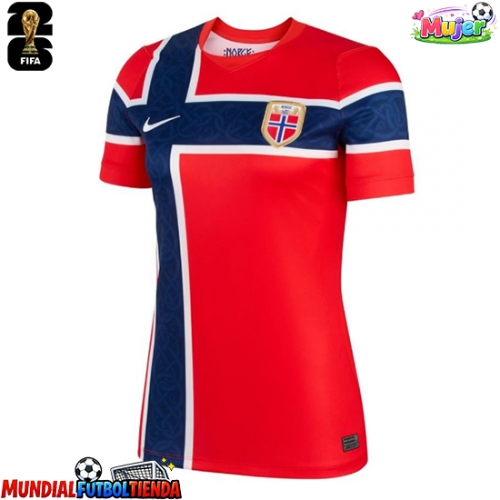 Camiseta Noruega Primera Equipación Replica Mundial 2026 para mujer mangas cortas